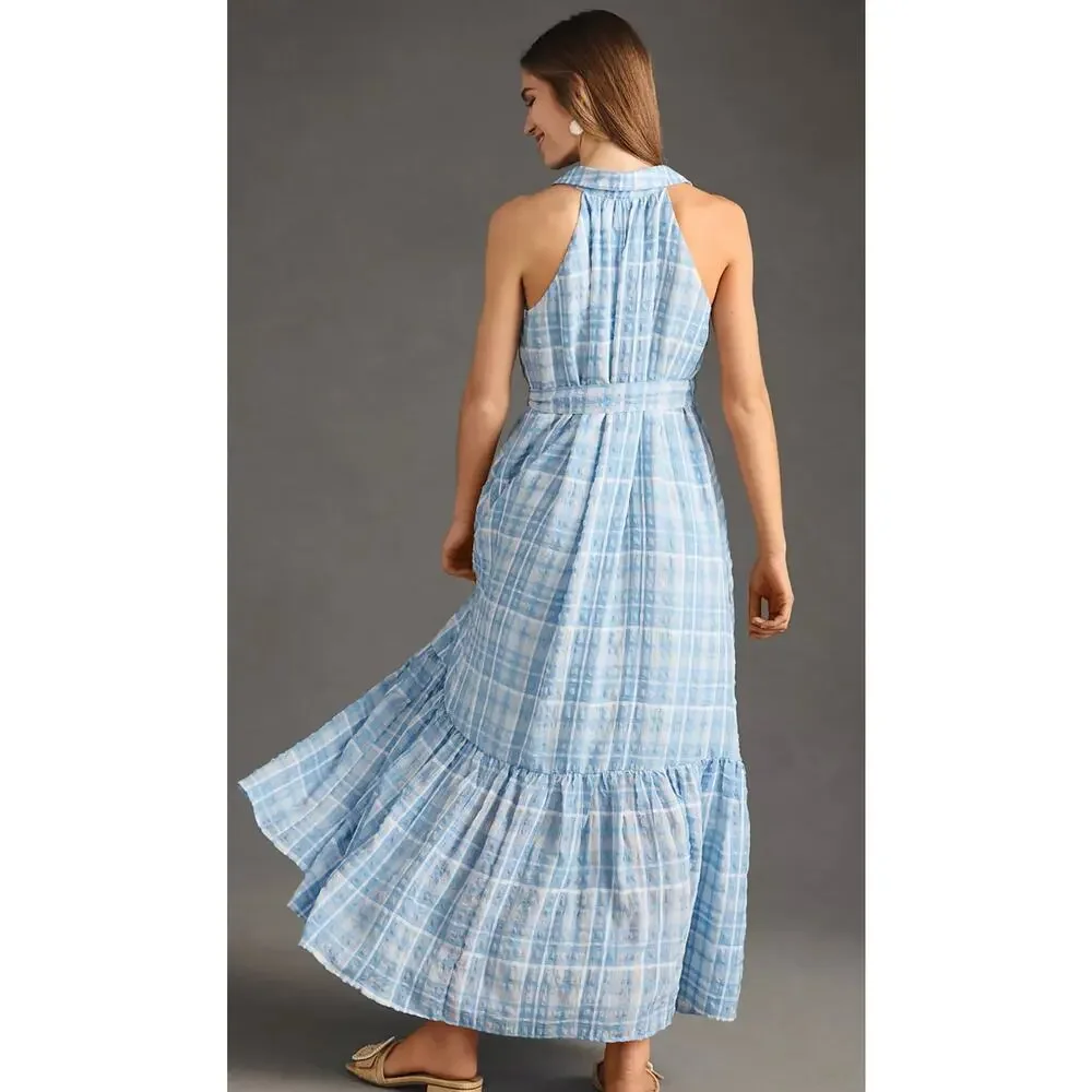 Anthropologie Sleeveless Buttondown Shirt Dress Tie Waist Size XL - Picture 4 of 10